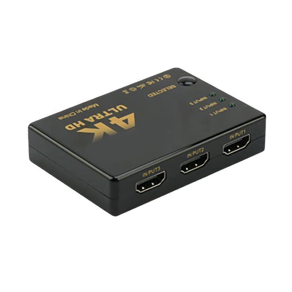 HD Multimedia Interface Switch Plug and Play fjernkontroll 4K videokonverterer for bærbar PC spillkonsoller svart 3 inn 1 ut