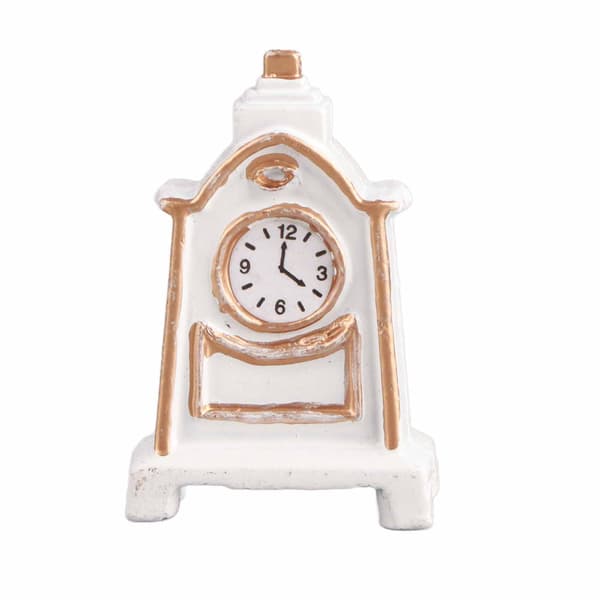 1:12 Dockhus Vit Bordsklocka Utsökt Miniatyrklocka Möbler Dekoration Tillbehör