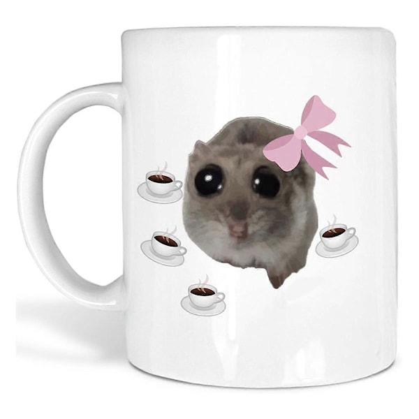 Trykte krus med trist hamster-meme Søtt krus God morgen lille jente