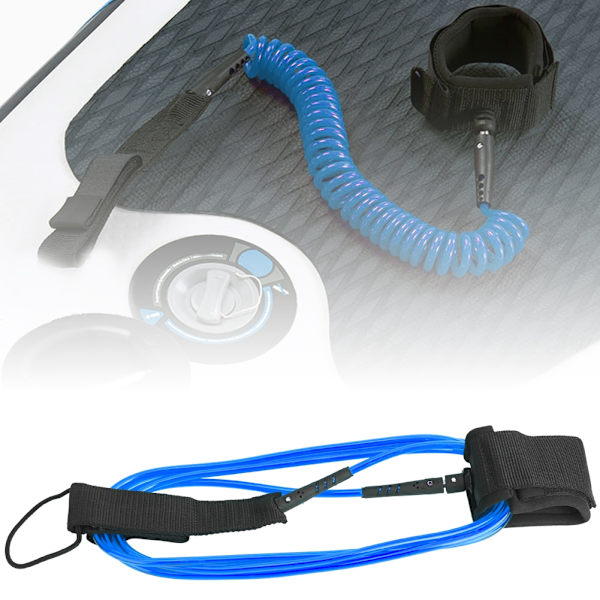 TPU Justerbar Vandsport Fod Rope Surfing Paddle Board Ankelfjeder Traction Strap (hvid og blå)