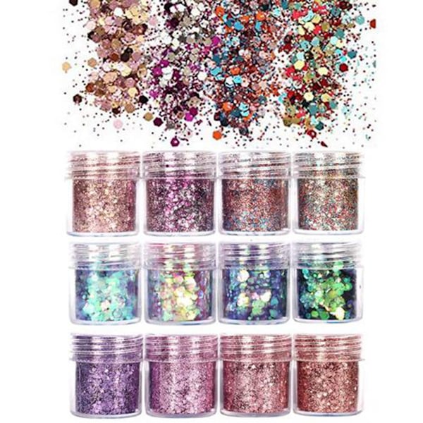 Ansiktsglitter Festival Glitter Kropps Glitter Hår Sekvens Konst Halloween Glitter Ögon Kosmetisk Chunky Glitter Nagelkonst För Flickor Barn