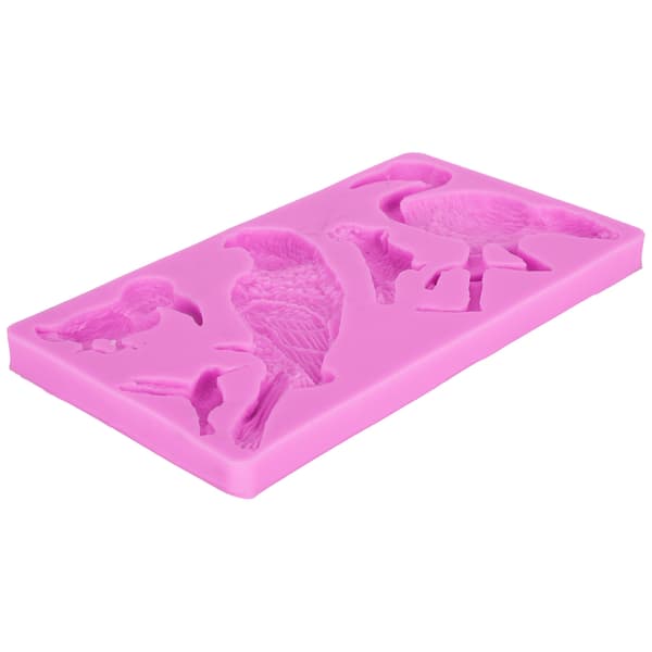Fuglemønster Fondant Kageform Bærbar Blød Silikoneform til Chokolade Stearinlys (Pink)