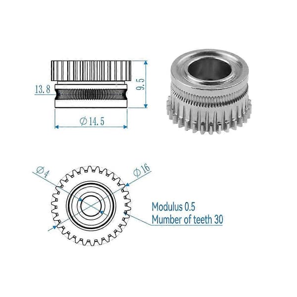 2 stk for K1 K1C K1 Max Ekstruder Tilbehør Helmetall Filament Gir 3D-skriver Tilbehør To Gir