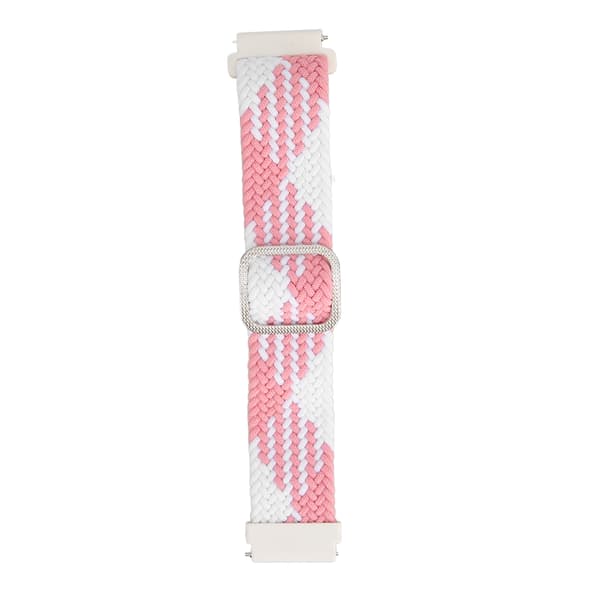 22 mm urrem elastisk nylonflettet justerbar håndledsrem til Huawei Watch 3 Pink Hvid