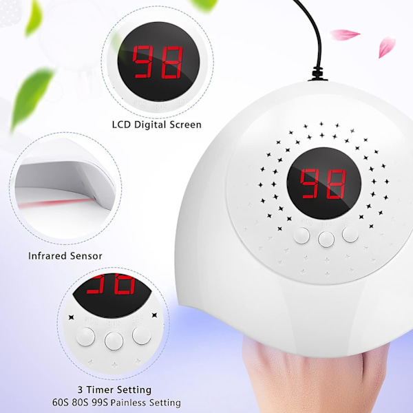 54W USB 3 Timer Auto Sensor LED UV-neglelampe for gellakk