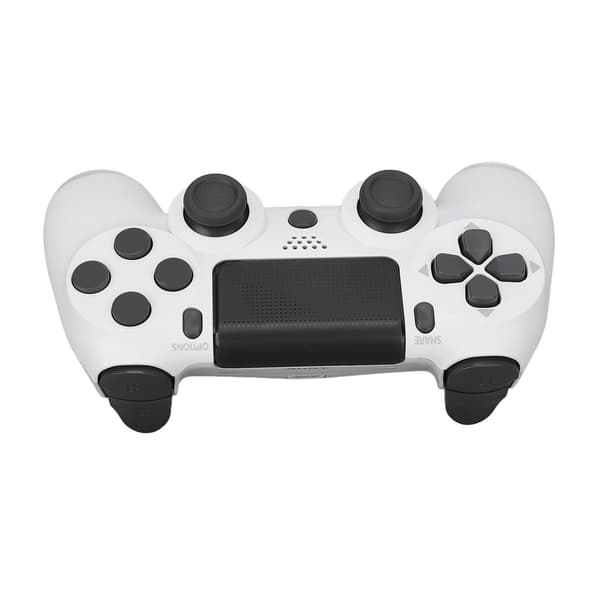 Trådløs spillkontroller Multifunksjonell dobbel vibrasjon Bluetooth Gamepad for PS4 spillkontrollere Hvit