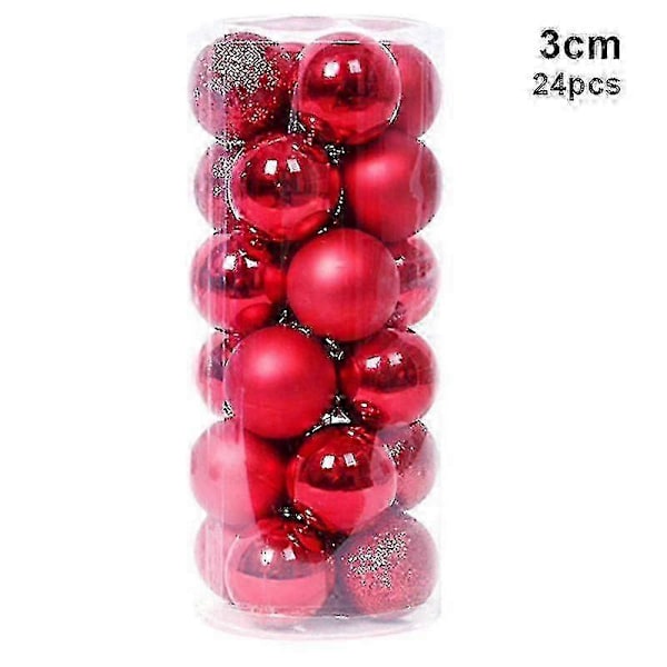 24 st Julgranskulor Okrossbara Julgranskuledekorationer Set -JRCN Rosa 10cm