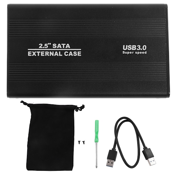 Harddisk kabinett 2,5 tommer 4 TB LED-indikasjon Aluminiumshus Hot-swapbar 5 Gbps USB 3.0-port Ekstern HDD-veske Svart