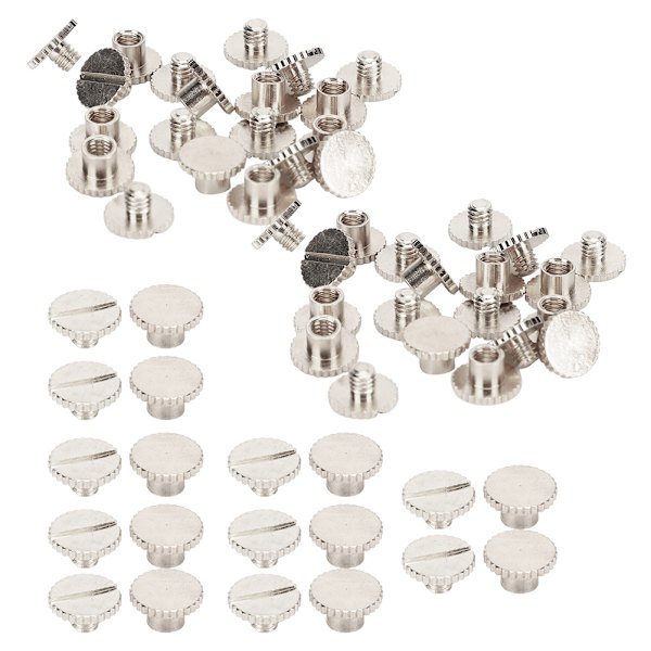 30 Set Boknit med räfflad platt mässing läderbindningsknapp 9,5x6mm Spik 4mm Skruv(Silver )