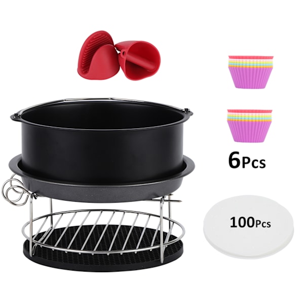 Airfryer-tillbehör, Universal XL-kit för Tower Duronic och Phillips (3,3QT), set med 7-8 tum