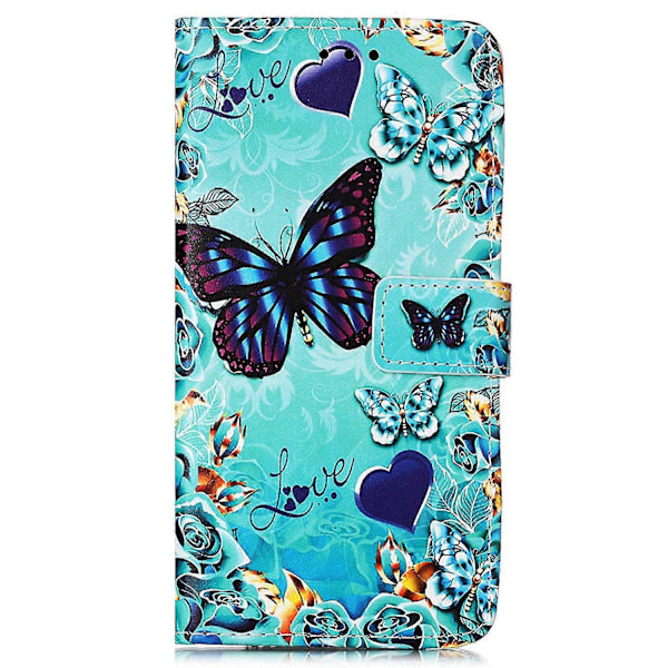 Til Samsung Galaxy A54 5g PU Læder Wallet Stand Telefon Cover Fuld Dækning Indvendig TPU Cover Zekai Sommerfugl og Hjerte