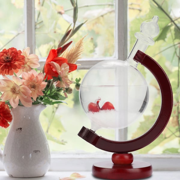 Vacker väderprognos Crystal Windstorm Glas Trä Bas Globe Form Skrivbordsrum