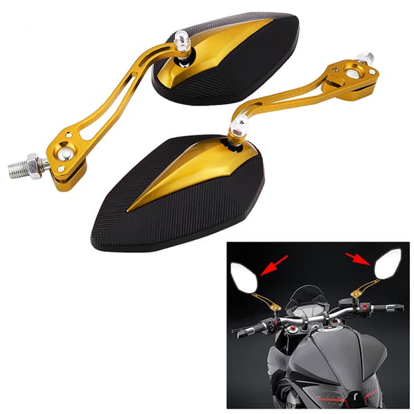 Par 8mm 10mm Universal Motorcykel Bakspejl Bakspejle Gule