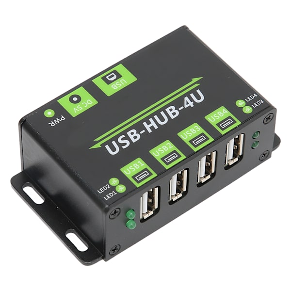 Industriell expansionshubbadapter 4-portars USB2.0 Multipel skyddskretsar Multigränssnittshubb 100V‑240VUS-kontakt