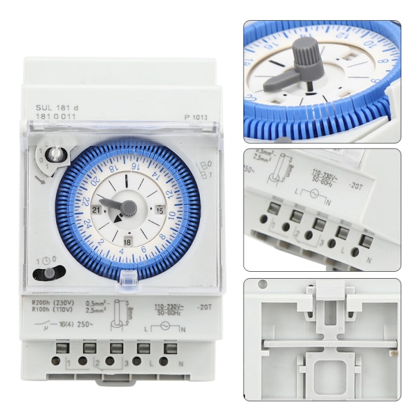 SUL181D mekanisk timer 15 minutter 24 timer timer tid bryter relé 250VAC 16A-1 stk