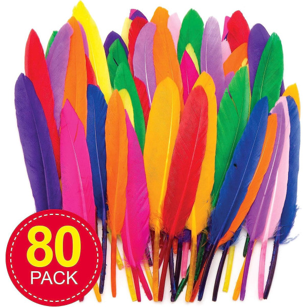 80-Pack Assorted Mini Fjær for Kids' Crafting Supplies