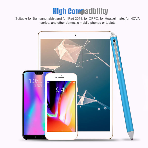 Stylus med stoffhode for Samsung Tab/LG/Huawei/Xiaomi-smarttelefoner og nettbrett for iPad 2018 (blå)