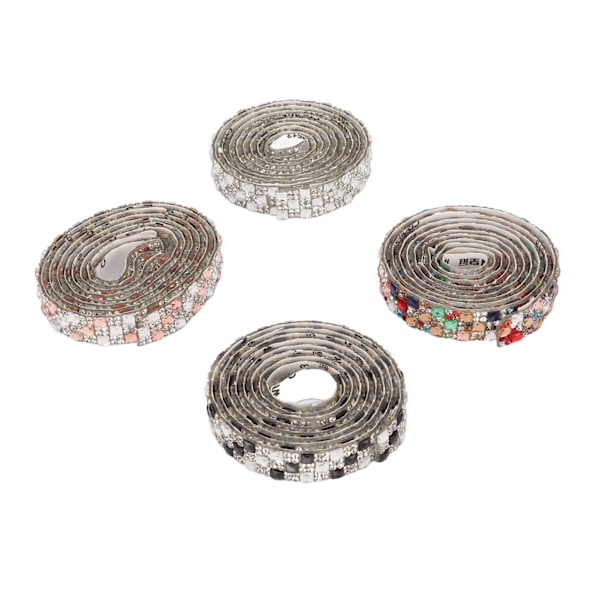 4 st Rhinestone Band 1,2 cm bredd 1 meter längd Mode Utsökt Självhäftande Rhinestone Tejp för DIY Skor Kläder