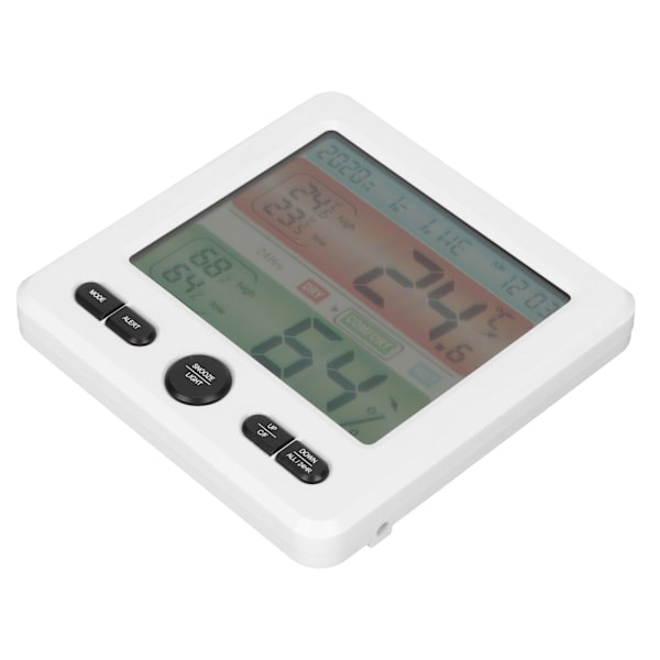 Digital färgskärm temperatur- och fuktighetsmätare inomhus termometer hygrometer klocka vit