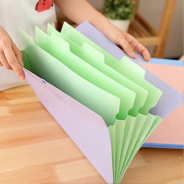 Ruminddelt mappe 5 rum A4 dokumentmappe 4 stk.