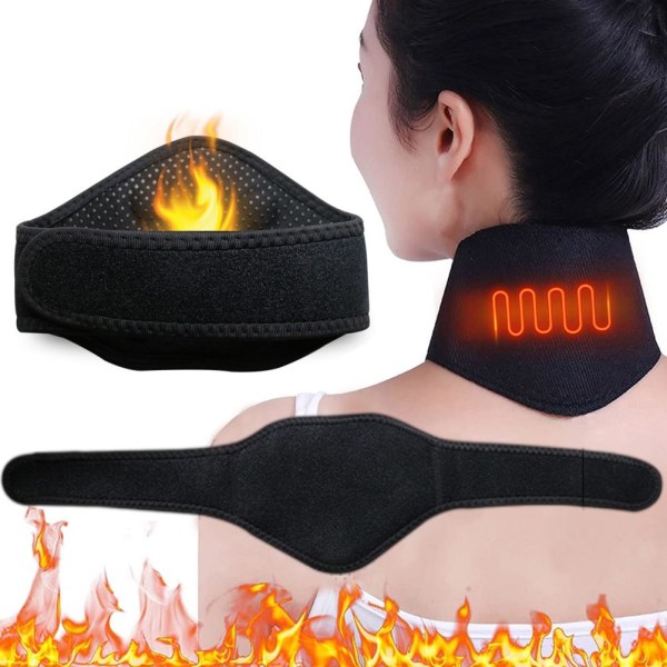 Magnetisk termisk självuppvärmande nackkudde massageapparat bälte nackstöd bälte massageapparat med 9 magnetiska stenar