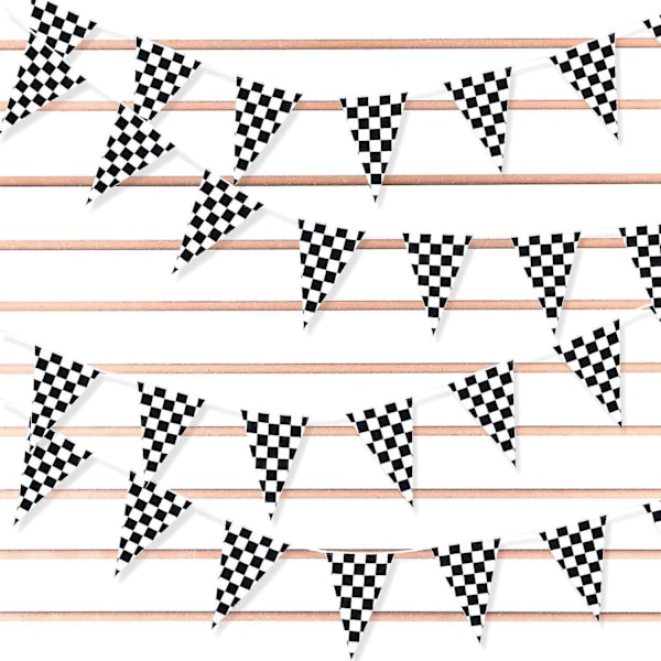 100 fod lang racerbane bil målstreg sort og hvid plastik vimpel fest ternet mønster snor gardin banner til dekorationer, fødselsdage, begivenhed