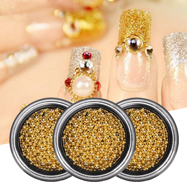 3 Box Nail Art Muodikas teräspallokynsi Tee itse metalliset mikrohelmet manikyyrityökaluGZ10