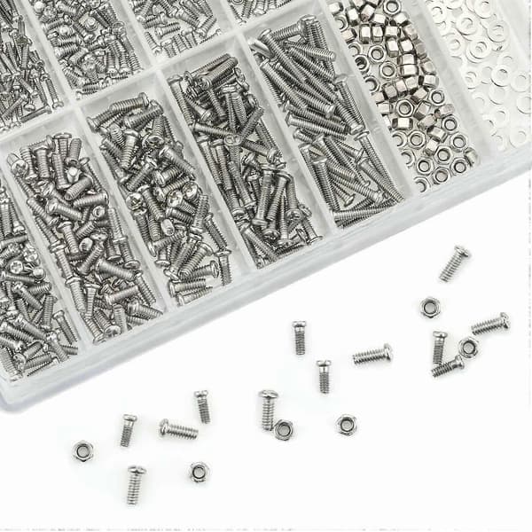 Silmälasien korjaustyökalusarja 1000 kpl silmälasiruuveja ja muttereita Silver