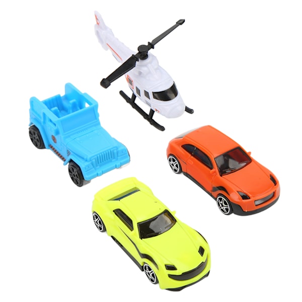 4 kpl leluautoa muovia 1/64 mittakaavassa kitkavoimalla eri tyyppiset mini auto lentokone malli yli 3-vuotiaille