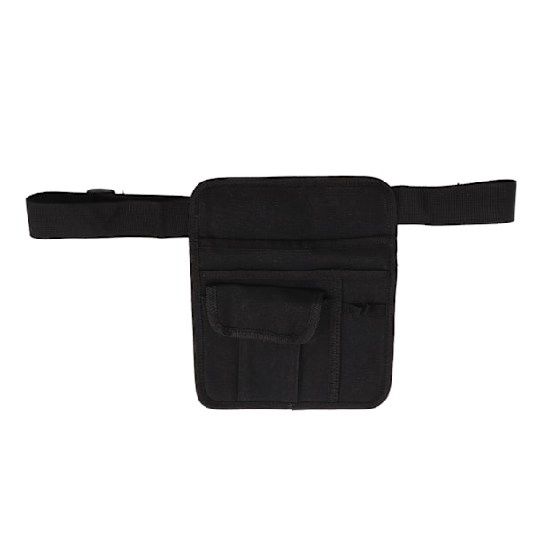 Midjeväska Justerbar Längd Multifunktionell Bärbar Svart Canvas Fanny Pack för Restaurangbeställning Frisör Arbete