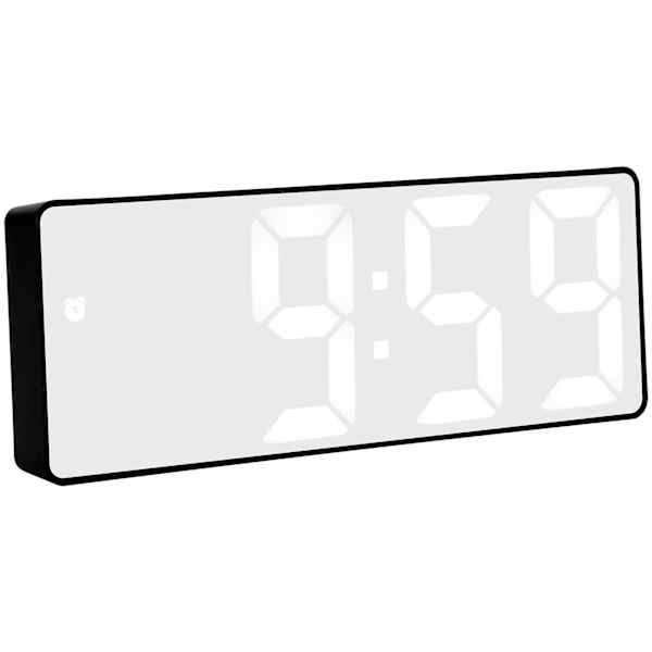 LED-spegelalarmklocka USB elektronisk digital bordsurladdningsbar spegeldekorationstillbehör Rektangulärt svart skal spegel vit lampa