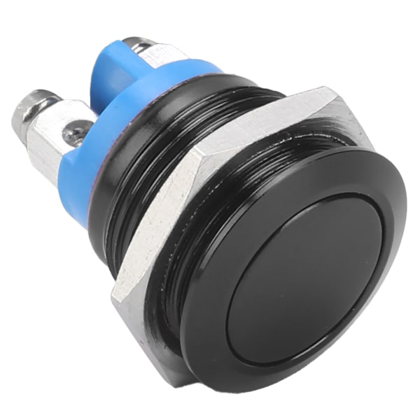 Metallipainonappi Ruostumaton teräs 16 mm litteä pyöreä pää vedenpitävä itseasettuva virta 220 V (musta)