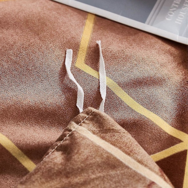 Kamelin värinen sängynpeite setti 200x230 Taupe Ruskea Aikuisten 2 Henkilön Pussilakanasetti Moderni 3D Geometrinen Sängynpeite Setti Vetoketjulla ja 2X 50x75cm Tyynyliinoilla