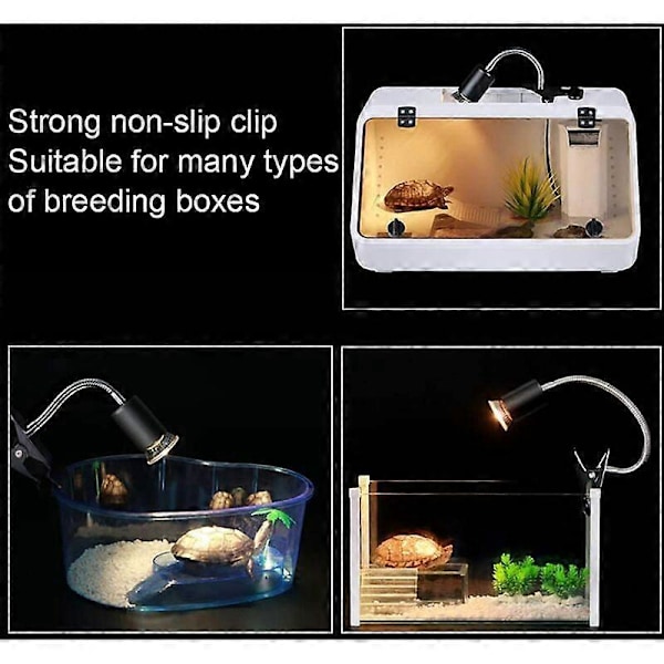 Reptil Lampe Opvarmet Skildpaddelampe med 360 Graders Rotation Lang Base til Reptiler og Padder