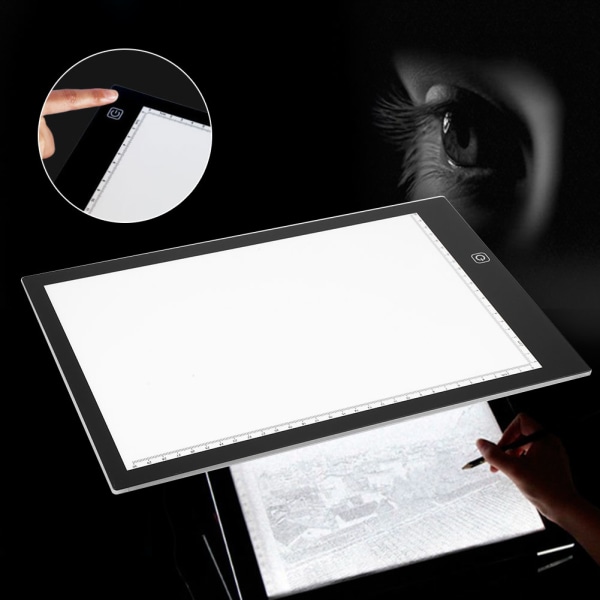 USB LED Graphics Nettbrett Touchpad Animation Pencil Sketch Lightbox Ny A4