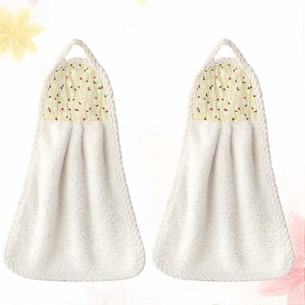 St Hängande Handdukar Korall Fleece Handduk Vattenabsorption Handduk för Hem Kök Badrum Beige