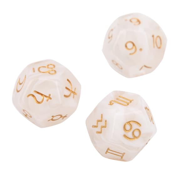 3 stk. harpiks spådomsterninger fest samling underholdning 12-sidig tarot astrologi terninger 2#