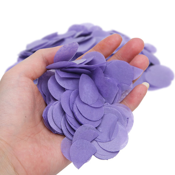 2 poser med rund papirkonfetti 2,5 cm bursdagsfest bryllupsdekorasjonsartikler lilla