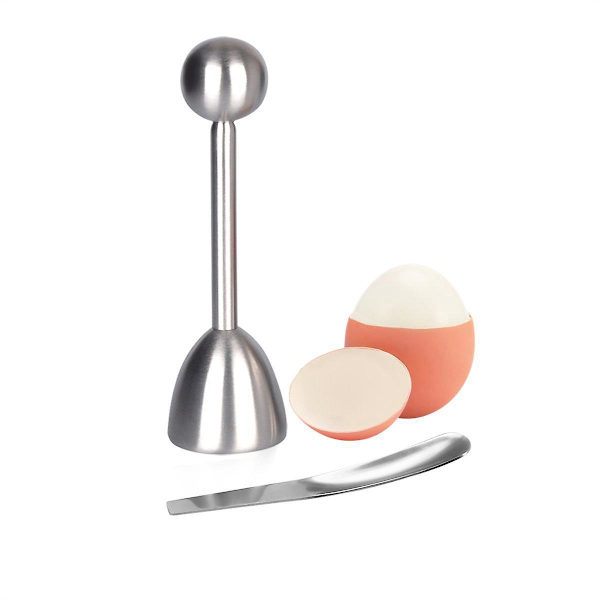Keramiske eggbeholdere sett med 2 skjeer og vibrasjonsverktøy for myke kokte egg, flerbruks mini tallerkener