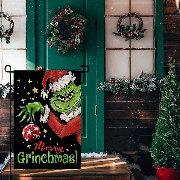 Glædelig Jul Haveflag 30x45 cm Dobbelt Sidet, Snemand Gårdflag Have Udendørs Dekoration