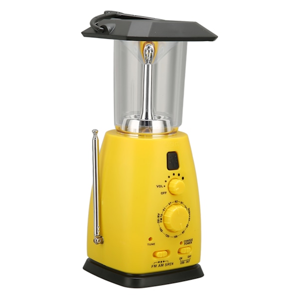 Solardriven handvev AM FM-radio - Bärbar solnödradio med LED-lampa för utomhusbruk
