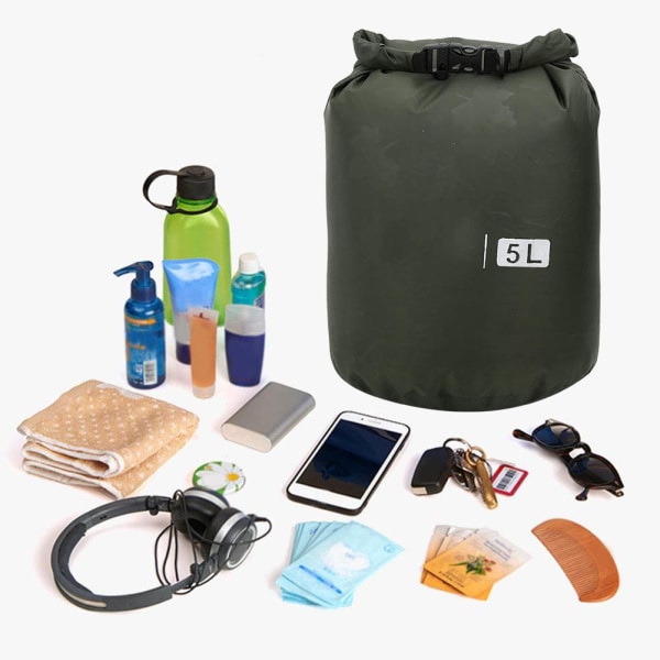 PVC Utendørs sammenleggbar Vanntett Barrel Dry Bag Oppbevaring Bærevesker Camping Vandring StrandMilitærgrønn