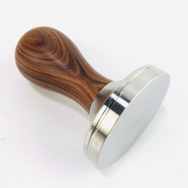 Premium Espresso Tamper i Rustfrit Stål med Træhåndtag - 53mm Flad Bund