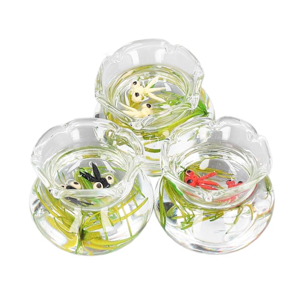 3 stk Miniatyr Fisk Skål Livaktig Simulert Dukkehus Akvarium Dukkehus Skrivebord Ornament Tilbehør