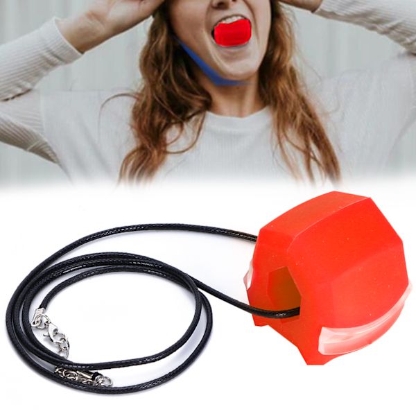 Silikon Jawline Trainer med lanyard Ansiktsbantning Käkmuskelträningsövning SRed