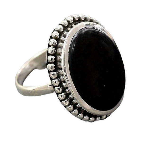Mörk Svart Boho Ring Med Överdrivet Rund Agatsten Jubileum Födelsedagspresent För Kvinnor Lyxsmycken För Kvällsfester8