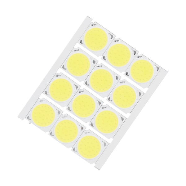 12 stk COB lyskilde høyeffekt rund LED-brikke 12W 36‑41V 1080LM for gjør-det-selv innendørs belysning, hvitt lys