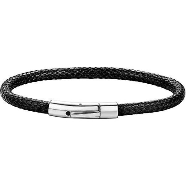 Personligt läderarmband för män med flätat mönster och anpassade pärlor (21 cm)