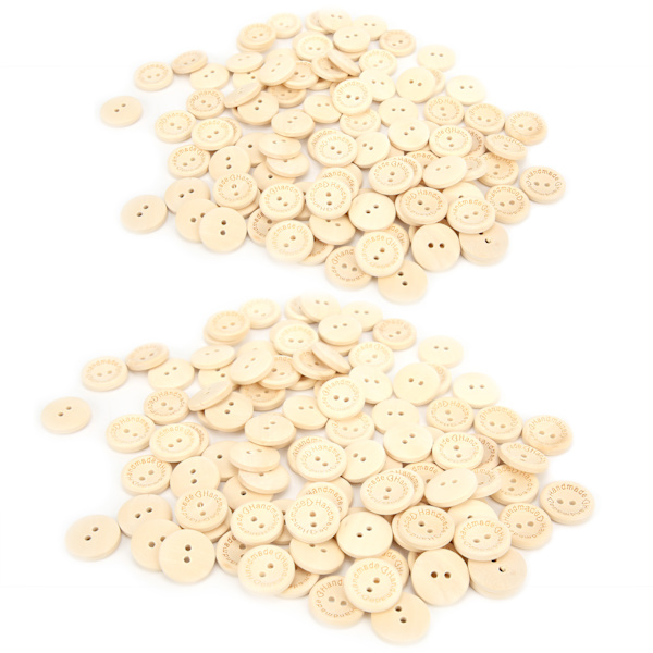 200 stk Naturtre Knapper Manuell sying 2 hull Knapper DIY Klær Ornament Knapper 20mm