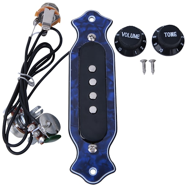 Magnetisk pickup-krets for akustisk elektrisk gitar - ABS-hus, lydhull - 6 strenger (blå)